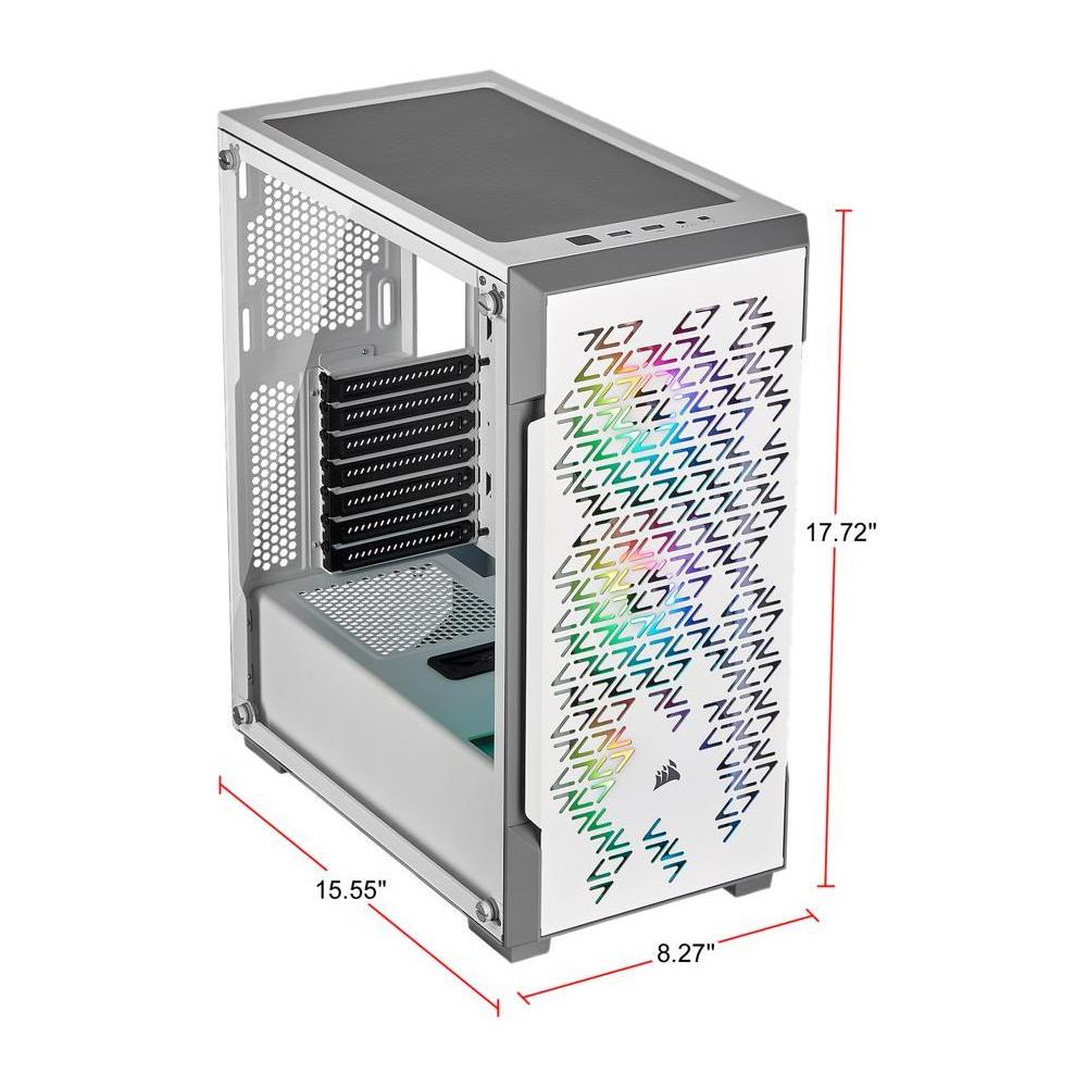 Case iCUE 220T RGB Airflow Middle Tower ATX / Micro-ATX / Mini-ITX 2 Porte USB 3.0 Colore Bianco (Finestrato)  - Foto 10