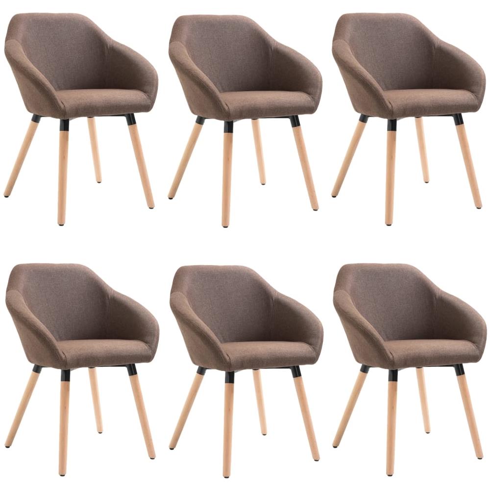 Sedie Da Pranzo 6 Pz Marroni In Tessuto - Foto 2