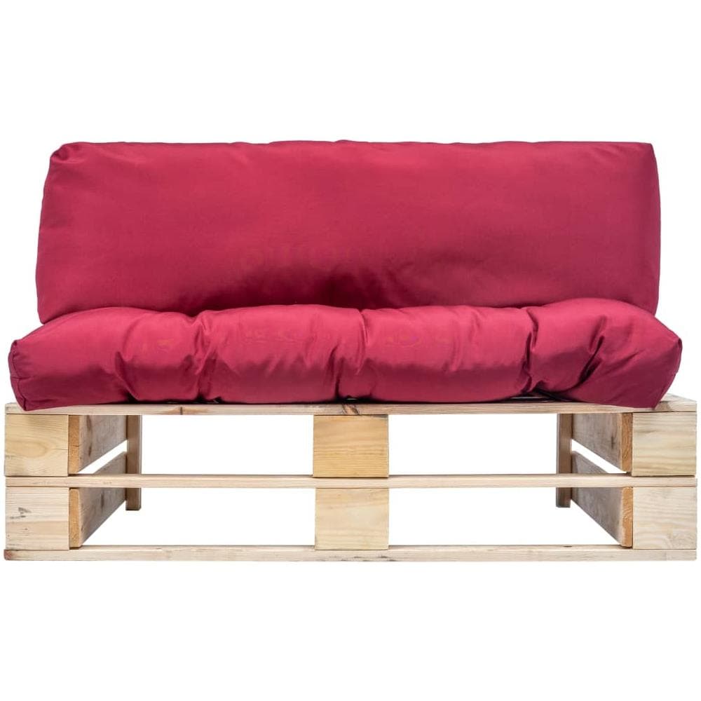 Divano Da Giardino A Pallet Con Cuscini Rossi In Legno Di Pino - Foto 2