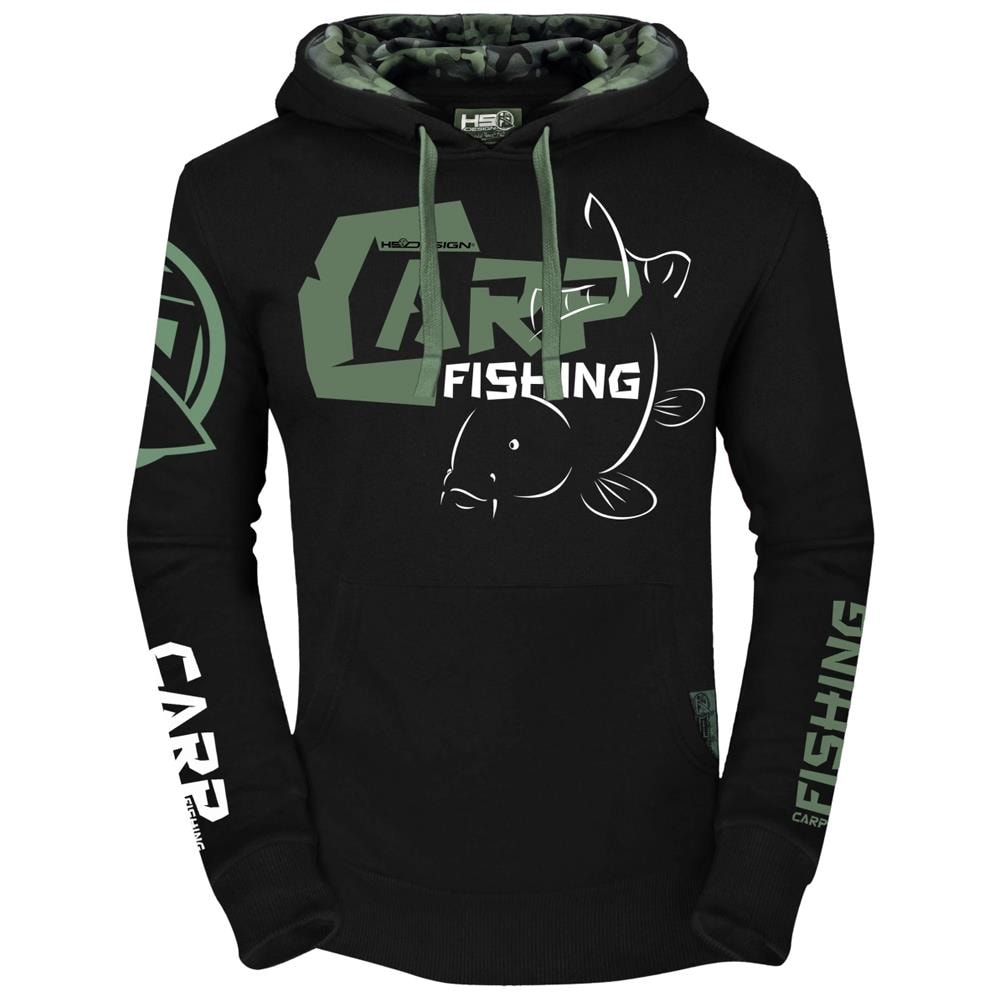 Hoodie Carpfishing Eco 2.0 L Nero / verde Militare - Foto 1