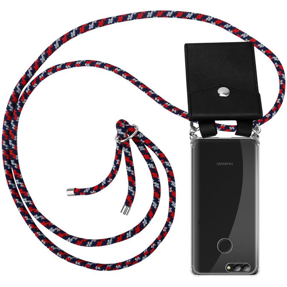 Catena Di Telefoni Cellulari Compatibile Con Huawei Nova 2 In Rosso Blu Bianco - Coperchio Protettivo In Silicone Con Anelli D'argento, Cinturino In Corda E Custodia Staccabile - Foto 1