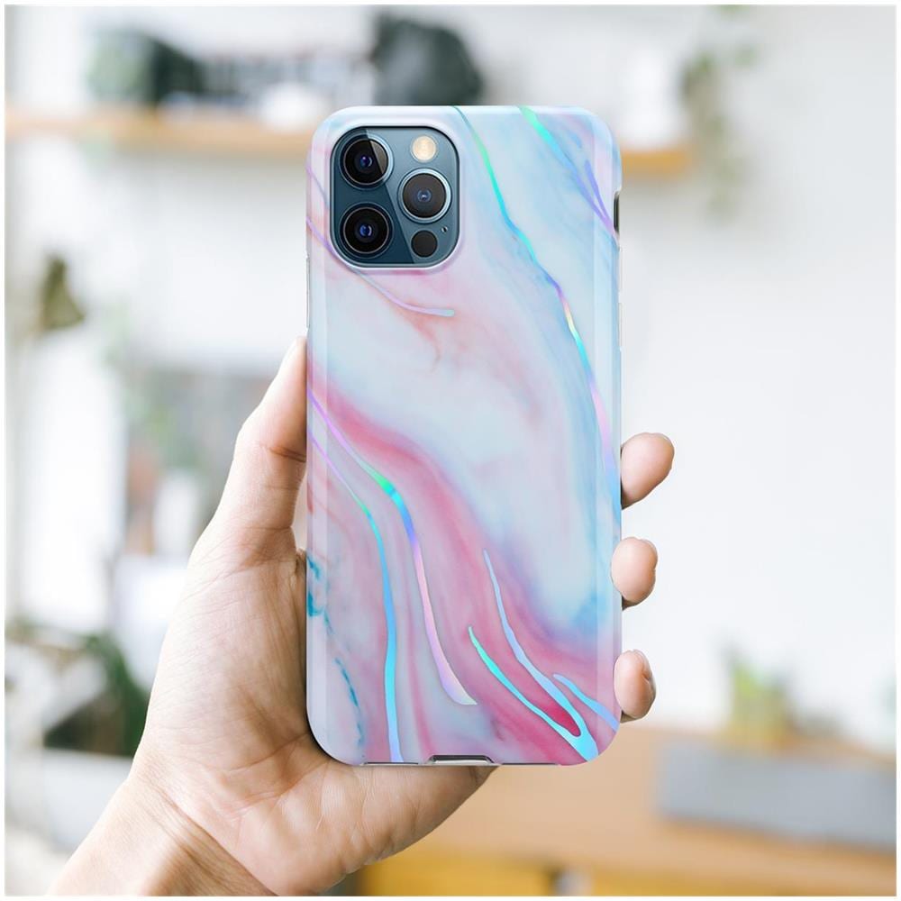 Custodia Compatibile Con Apple Iphone 12 Pro Max In Marmo Rosa Bianco No. 15 - Coperchio Protettivo In Silicone Tpu Con Motivo A Mosaico - Foto 7