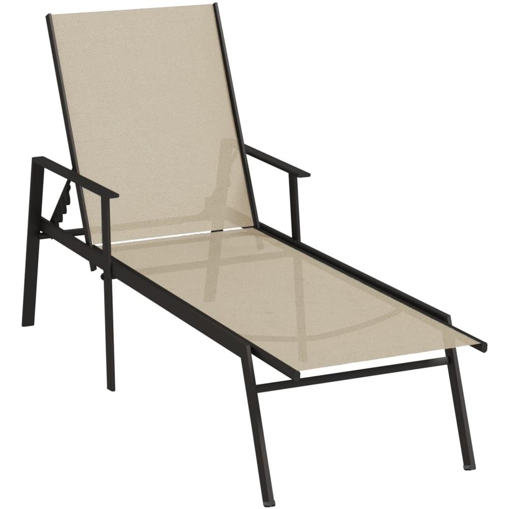 Lettino Prendisole in Acciaio e Textilene Crema - Foto 2