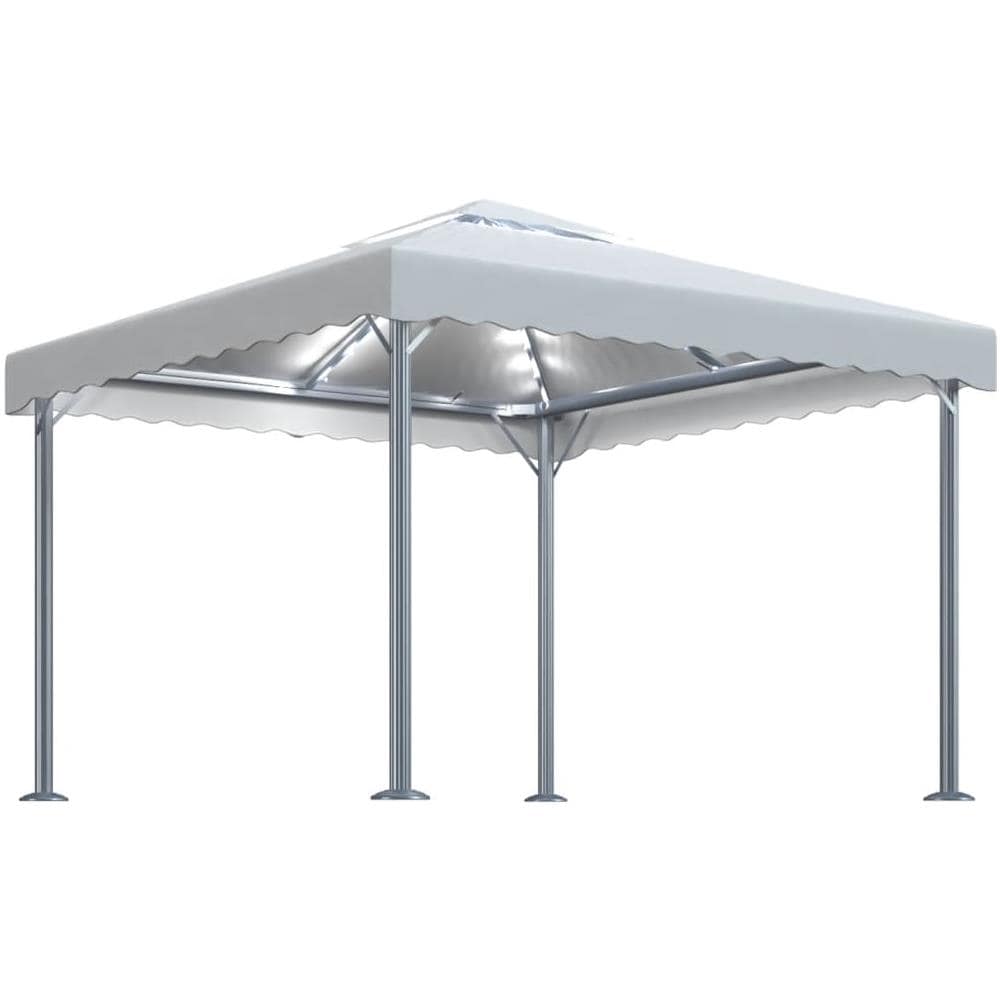 Gazebo Con Stringa Di Luci Led 300x300 Cm Crema In Alluminio - Foto 2