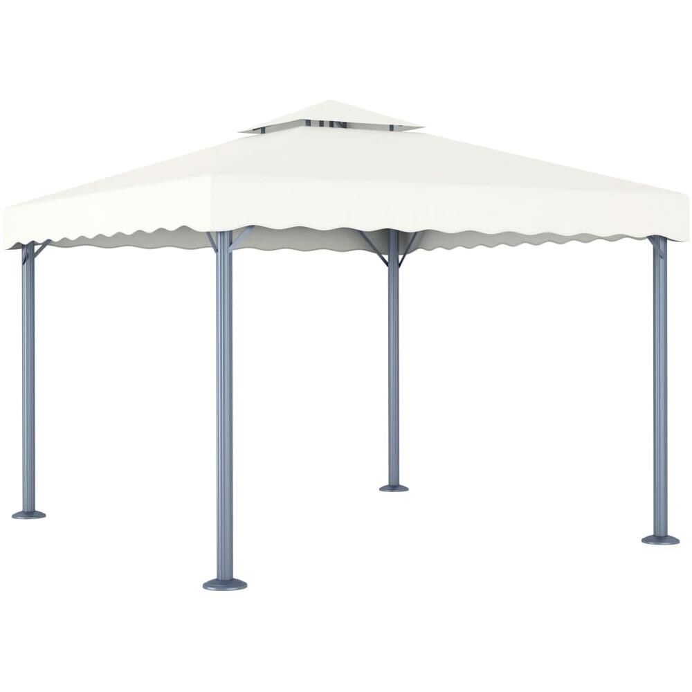 Gazebo Con Stringa Di Luci Led 300x300 Cm Crema In Alluminio - Foto 3