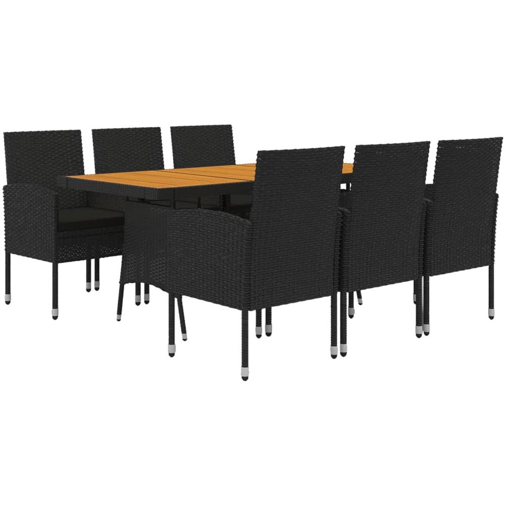 Set Da Pranzo Per Esterni 7 Pz In Polyrattan Nero - Foto 2