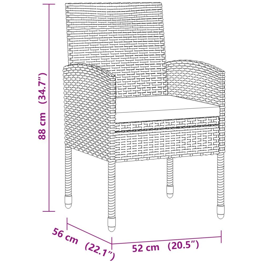 Set Da Pranzo Per Esterni 7 Pz In Polyrattan Nero - Foto 7