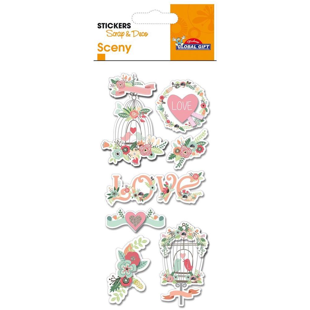 Adesivi Glitterati In Rilievo - Floreale 'amore' - Foto 1