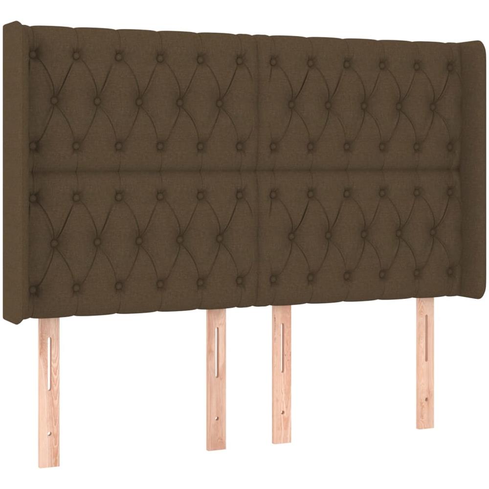 Testiera Ad Orecchio Marrone Scuro 163x16x118/128 Cm In Tessuto - Foto 2