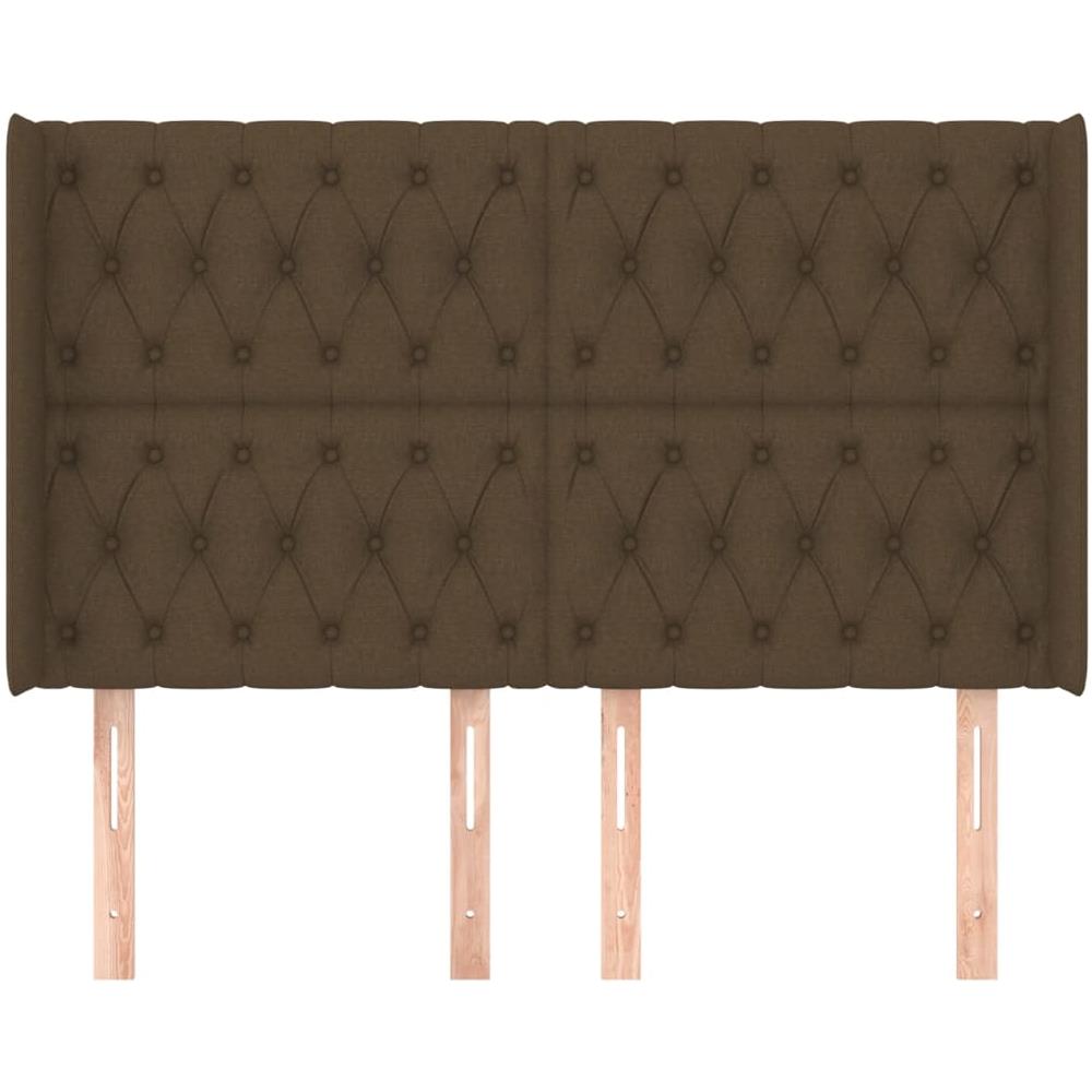 Testiera Ad Orecchio Marrone Scuro 163x16x118/128 Cm In Tessuto - Foto 3