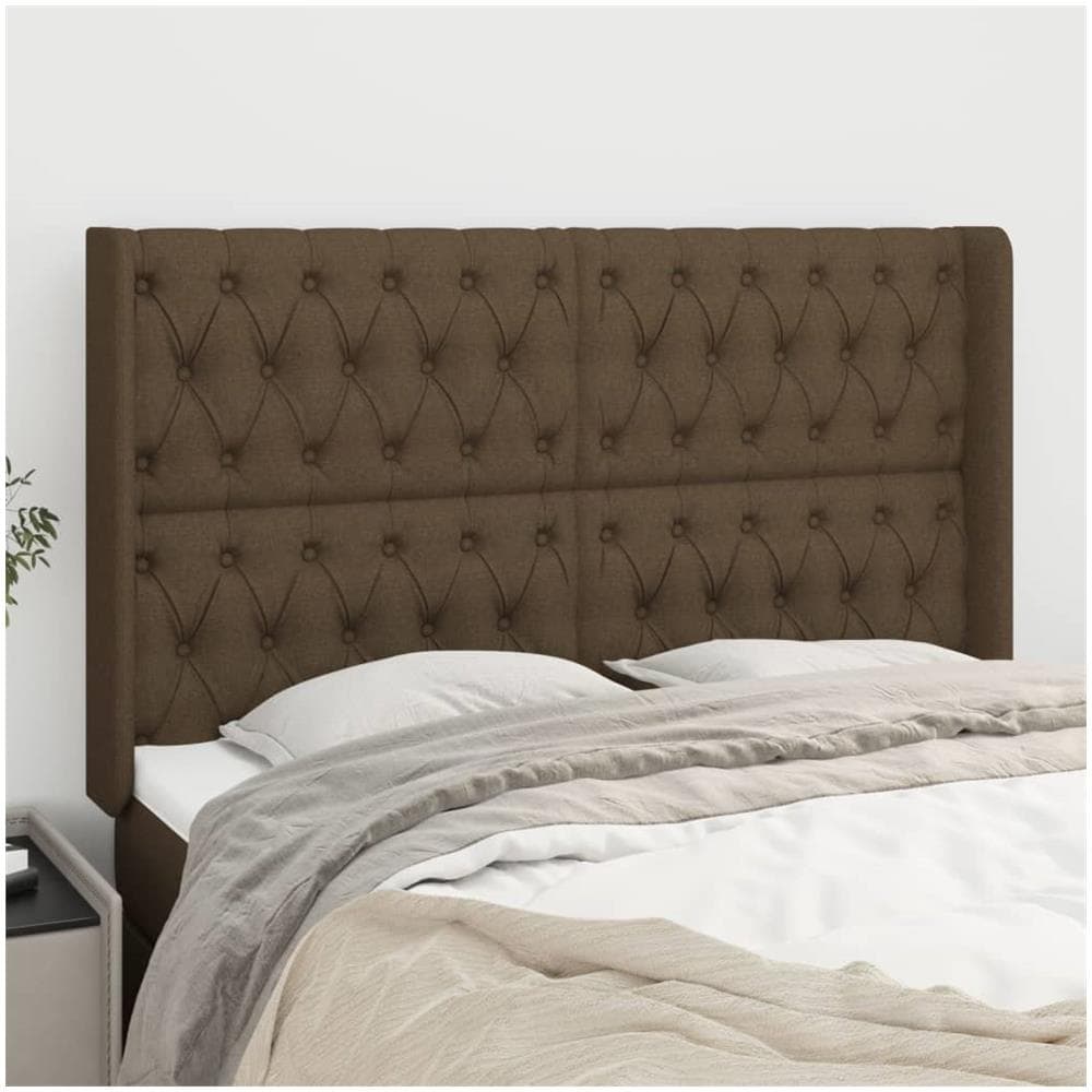 Testiera Ad Orecchio Marrone Scuro 163x16x118/128 Cm In Tessuto - Foto 1