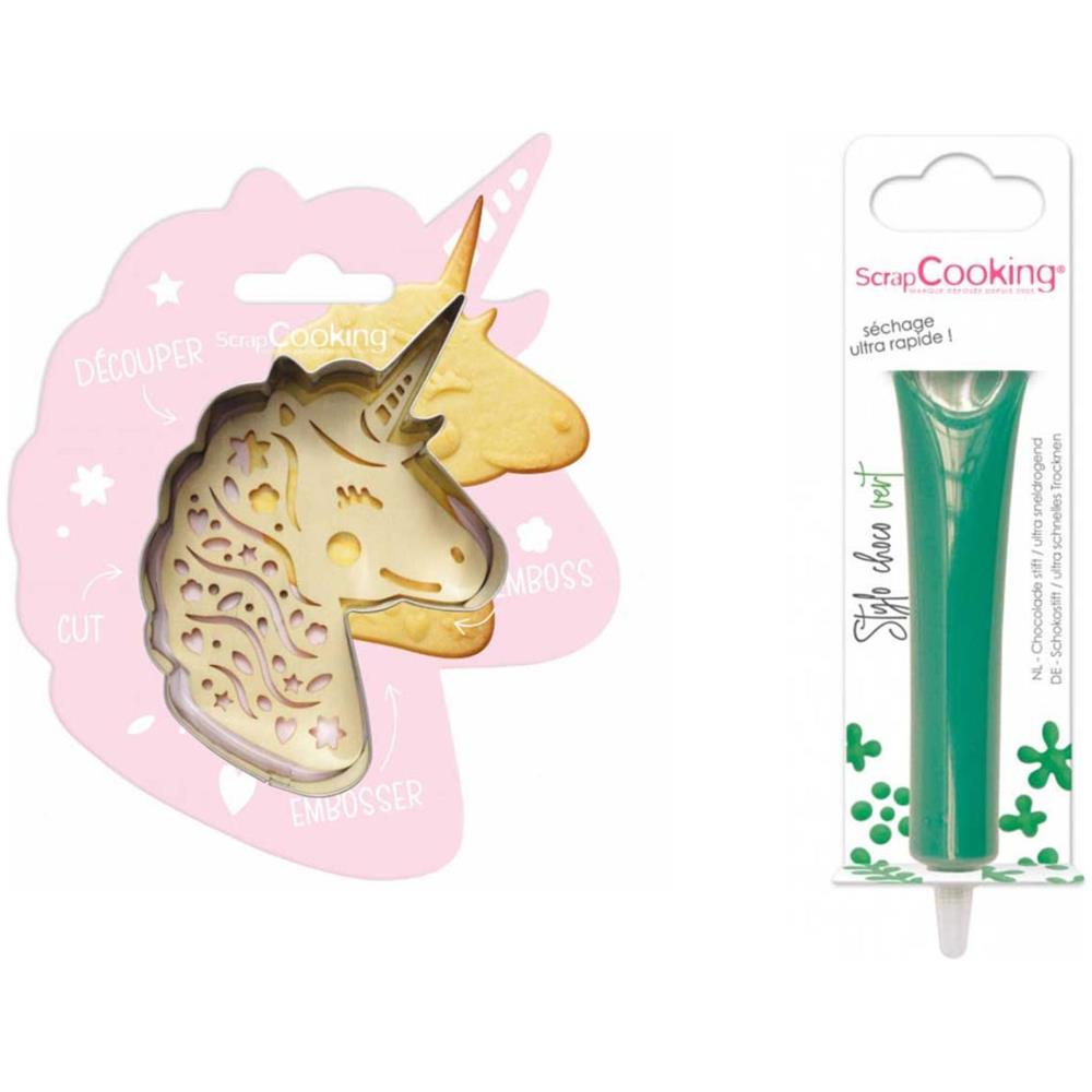 Kit Biscotti Unicorno + Penna Al Cioccolato Verde - Foto 1