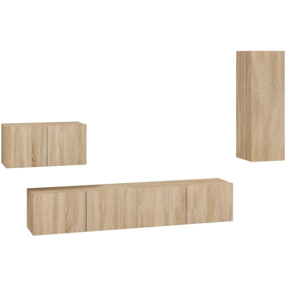 Set Di Mobili Porta Tv 4 Pz Rovere Sonoma In Legno Multistrato - Foto 1