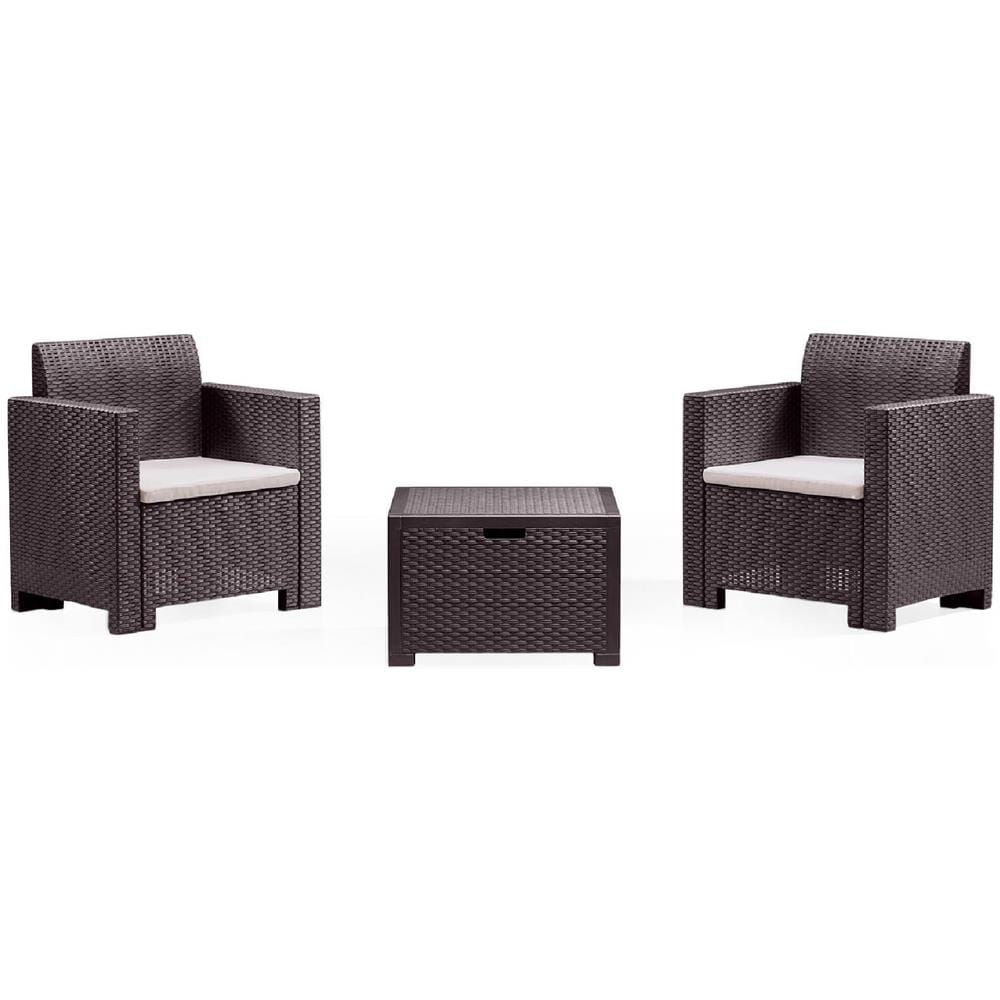 Set Salotto Da Esterno Neptune, Set Da Giardino Con Cuscini, Salottino Indoor E Outdoor Effetto Rattan, 100% Made In Italy, Marrone - Foto 2