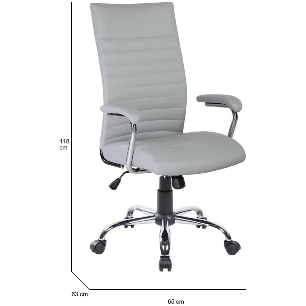 Sedia Da Ufficio Geelong, Poltrona Presidenziale Con Braccioli, Sedia Ergonomica Da Ufficio, 63x65h108/118 Cm, Grigio - Foto 2