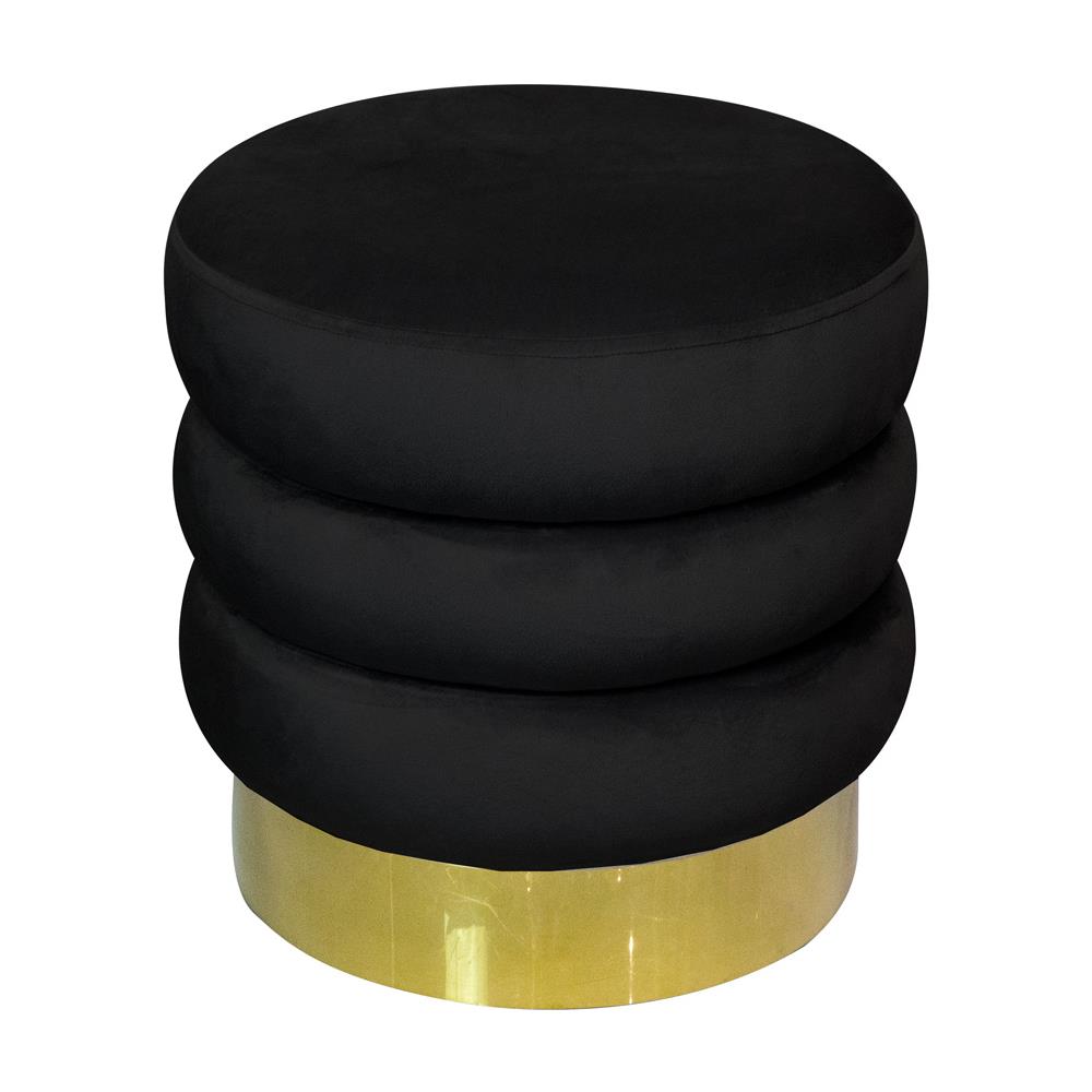Pouf Salotto Camera Rotondo Imbottito Modello Velvet Creamy Tinta Unita Pouf Nero - Foto 1