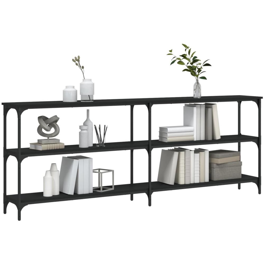 Tavolino Consolle Nero 200x29x75 Cm In Legno Multistrato - Foto 3