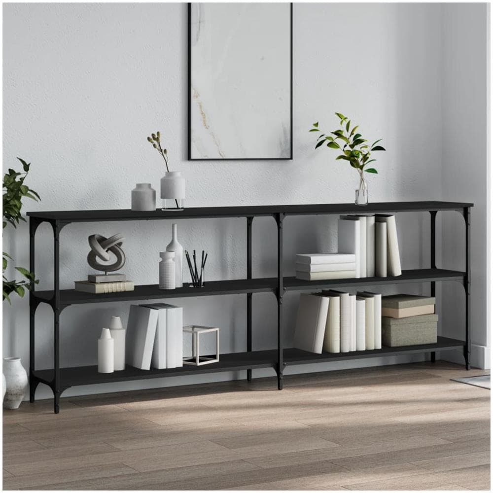 Tavolino Consolle Nero 200x29x75 Cm In Legno Multistrato - Foto 1