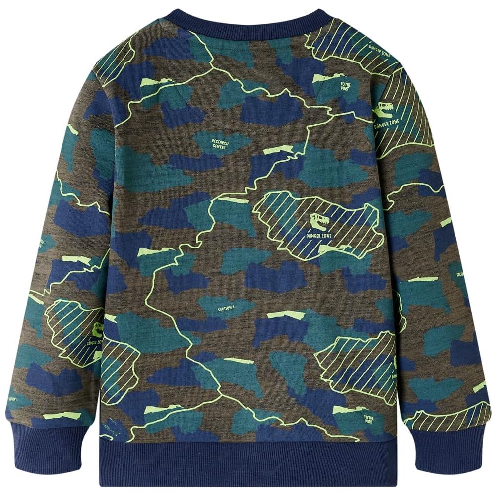 Felpa Da Bambino Stampa Placche Cachi Scuro Mélange 140 - Foto 2