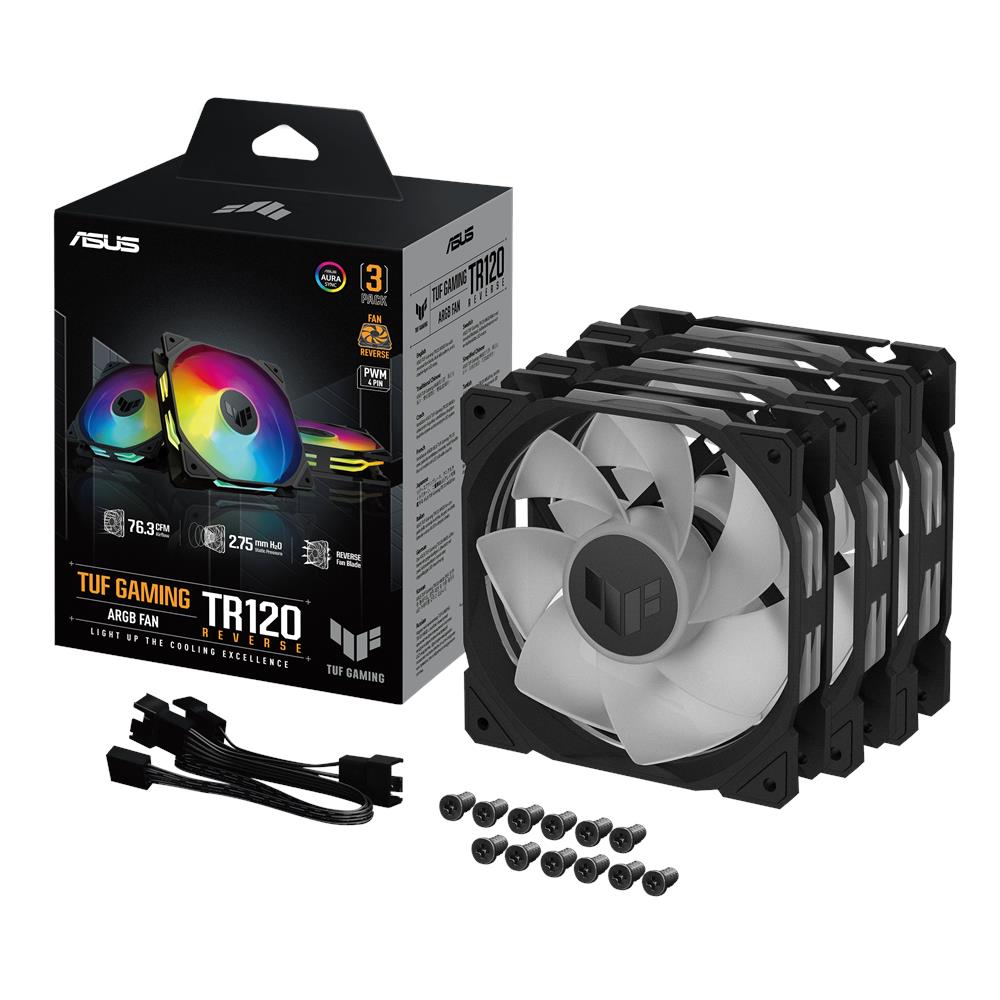 TUF Gaming TR120 ARGB Reverse Fan - Triple Pack Case per computer Ventilatore 12 cm Nero - Foto 9