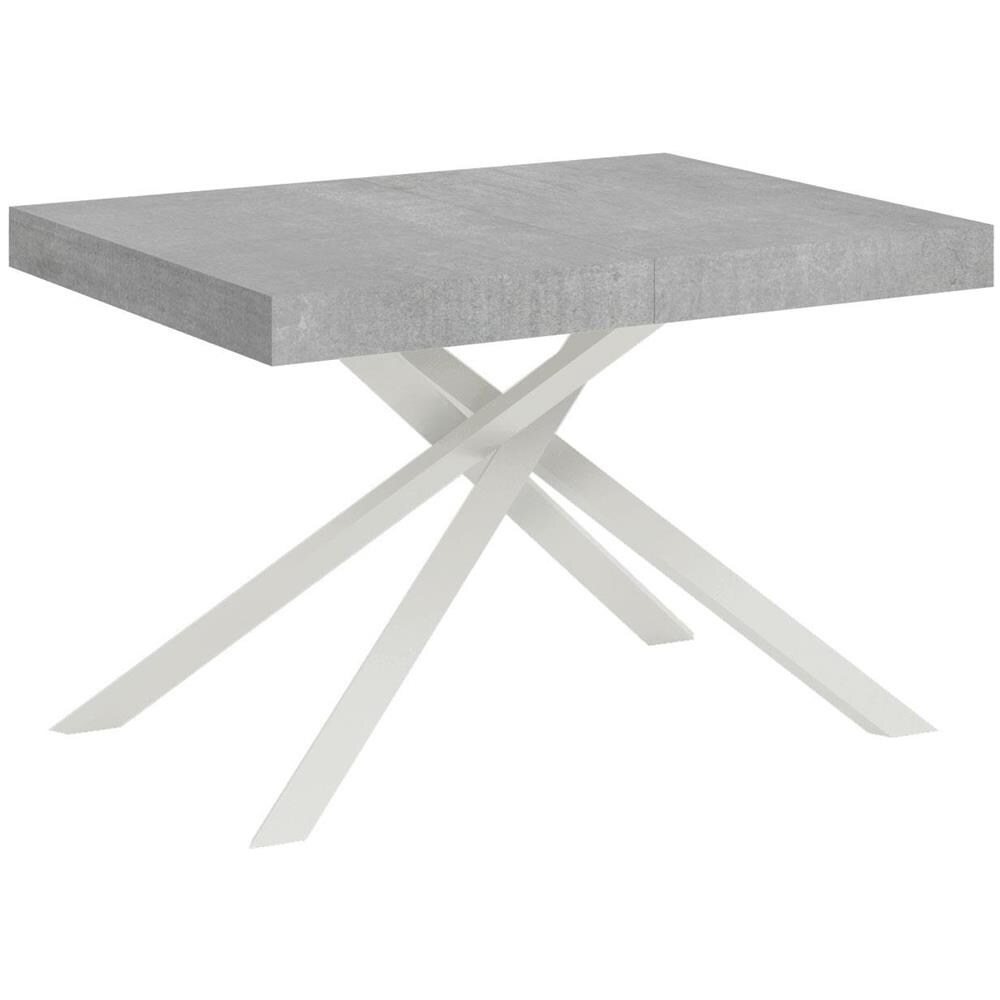Tavolo allungabile 80x120/204 cm Karida cemento gambe bianche - Foto 1