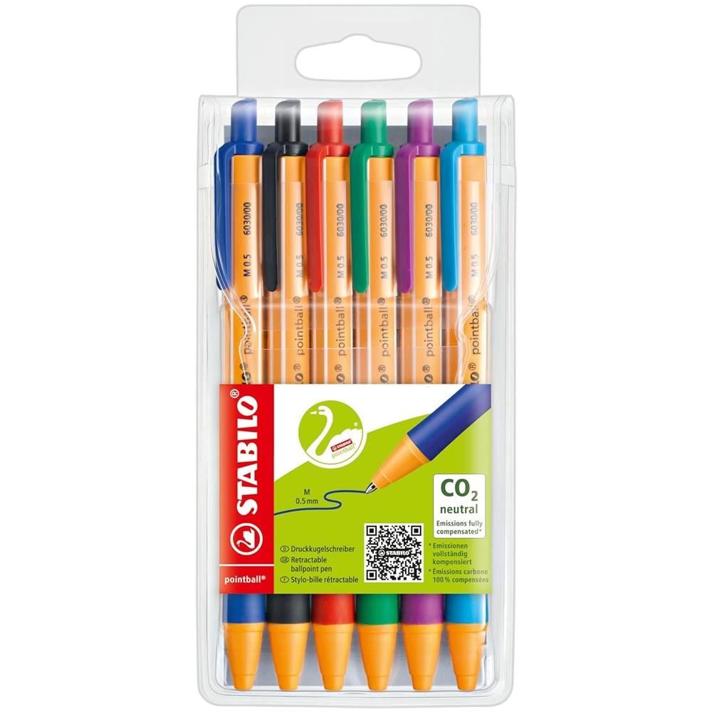 pointball - Penna a Sfera Ecosostenibile - CO2 neutral - Astuccio da 6 - Colori assortiti - Foto 1