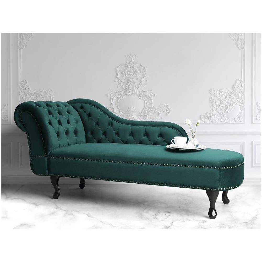 Chaise Longue Sinistra In Velluto Verde Smeraldo Nimes - Foto 2