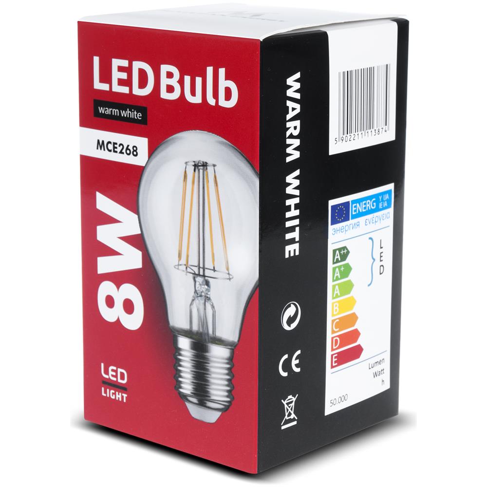 Lampadina A Filamento Led E27, 8w 230v Energy Mce268 Ww Bianco Caldo - Foto 2