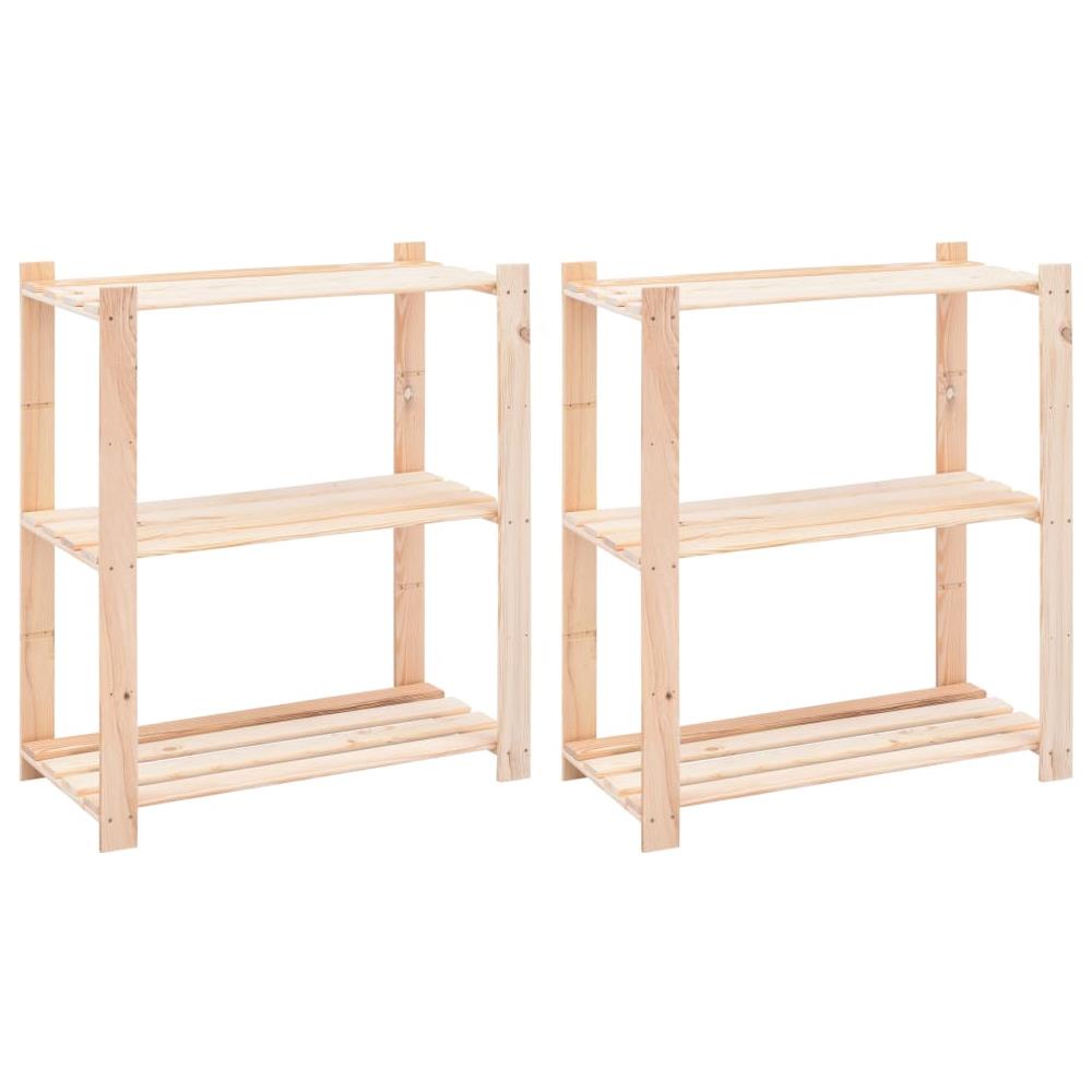 Scaffali A 3 Livelli 2 Pz 80x38x90 Cm Massello Pino Fsc 150 Kg - Foto 1