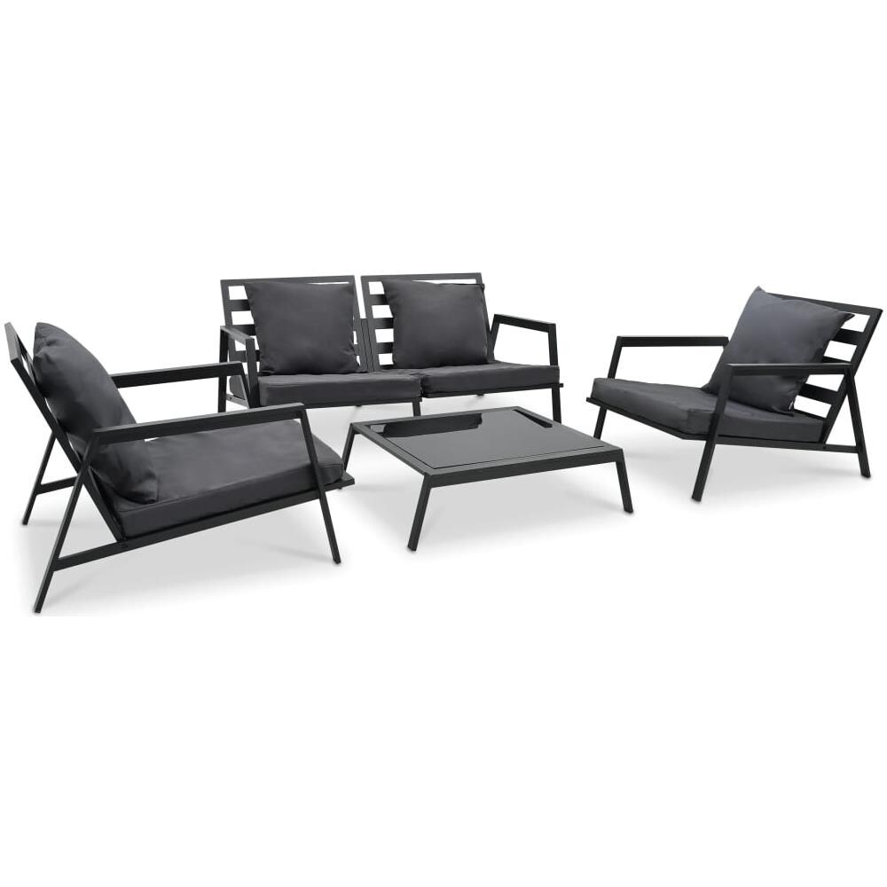 Set Divani da Giardino 4 pz con Cuscini Alluminio Grigio Scuro - Foto 1