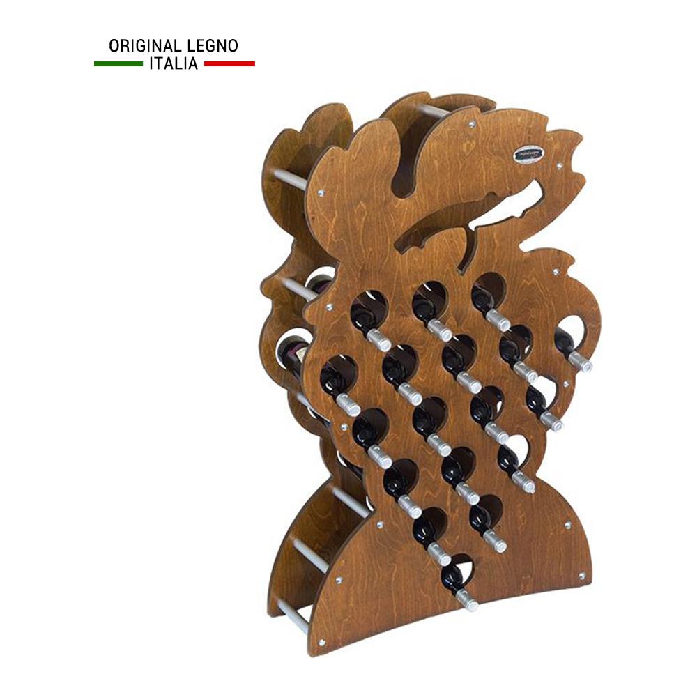 Cantinetta Portabottiglie In Legno Scaffale Mobile Per Bottiglie Vino Mod. Grappolo Noce B. 18 L75 X P25 X 120h - Foto 1