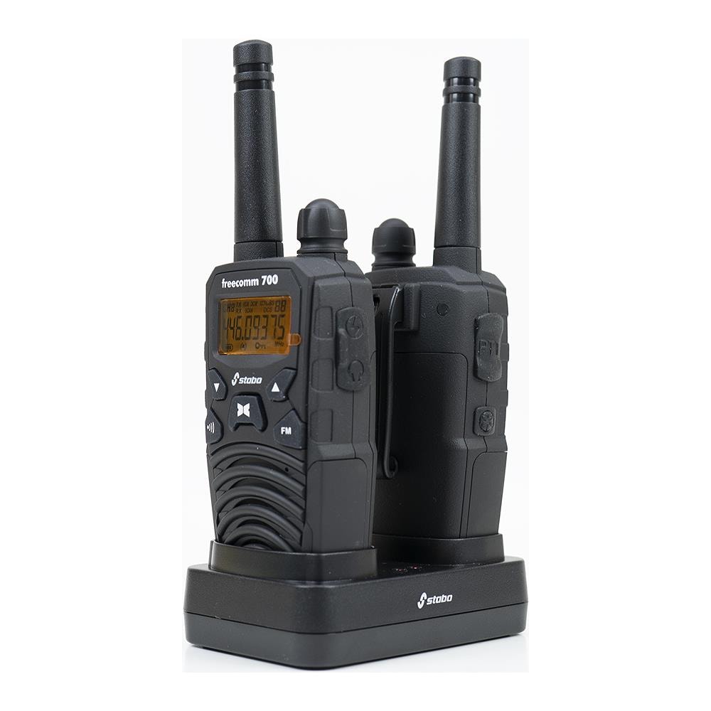 Stazione Radio Portatile Pmr Stabo Freecomm 700 Box 8ch Radio Vox Fm 0,5 W Ipx2 600 Mah Set Con 2bc 20701 - Foto 2