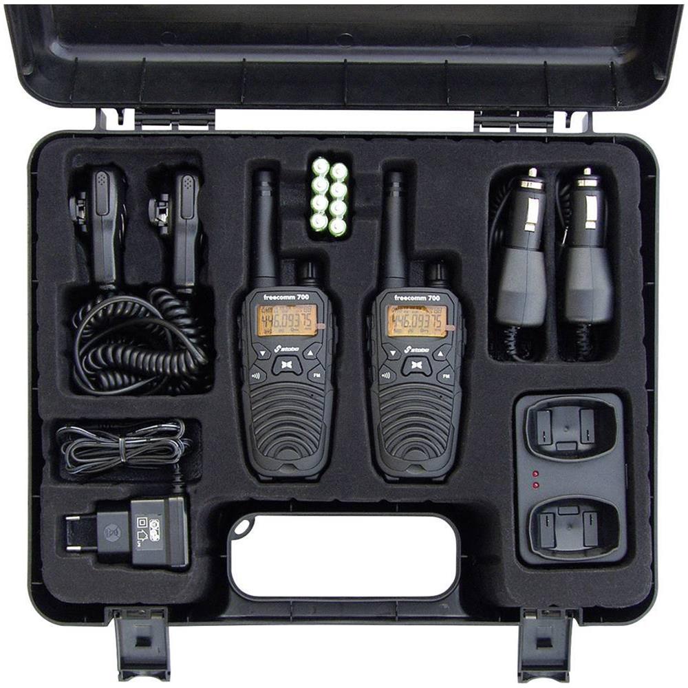 Stazione Radio Portatile Pmr Stabo Freecomm 700 Box 8ch Radio Vox Fm 0,5 W Ipx2 600 Mah Set Con 2bc 20701 - Foto 1