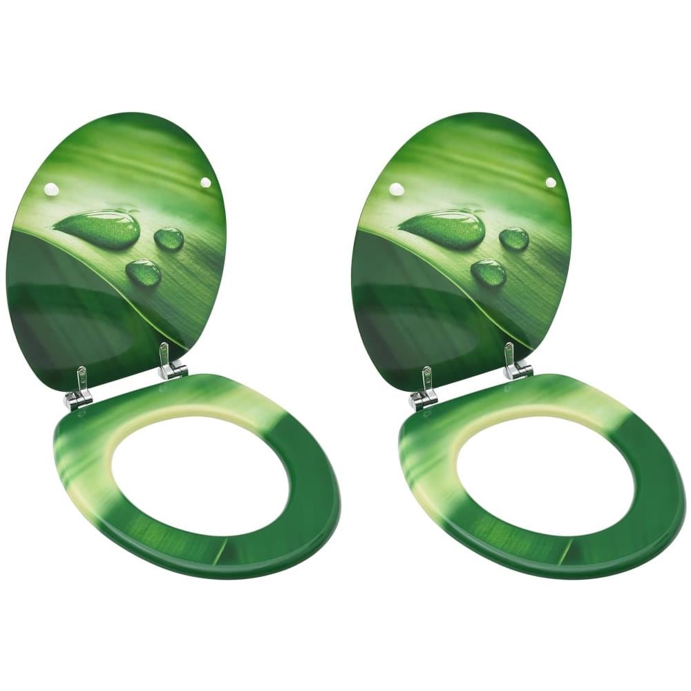 Tavolette Wc E Coperchi 2 Pz In Mdf Verde Design Goccia D'acqua - Foto 1