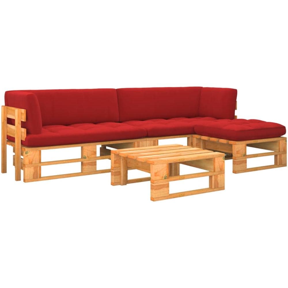 Set Divani a Pallet e Cuscini 4pz Pino Impregnato Marrone Miele - Foto 1