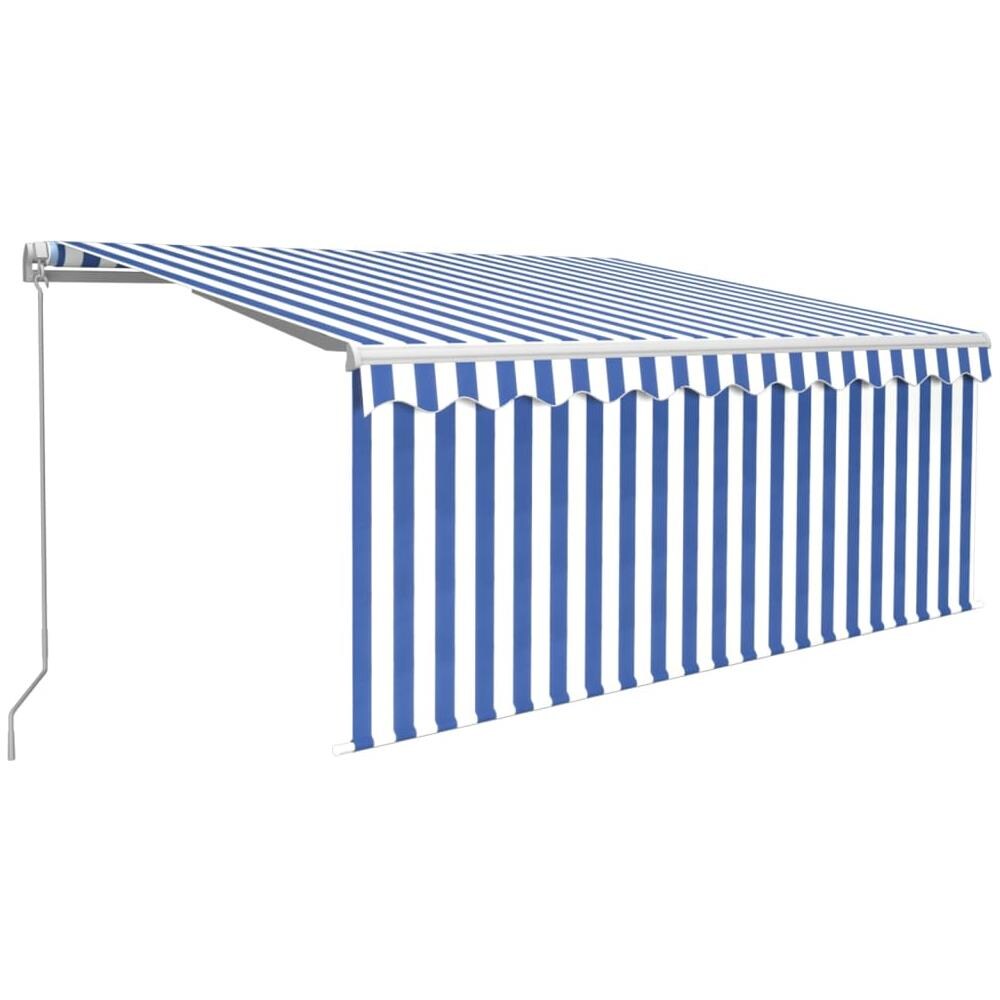 Tenda Sole Retrattile Manuale Parasole 3,5x2,5 M Blu Bianca - Foto 2