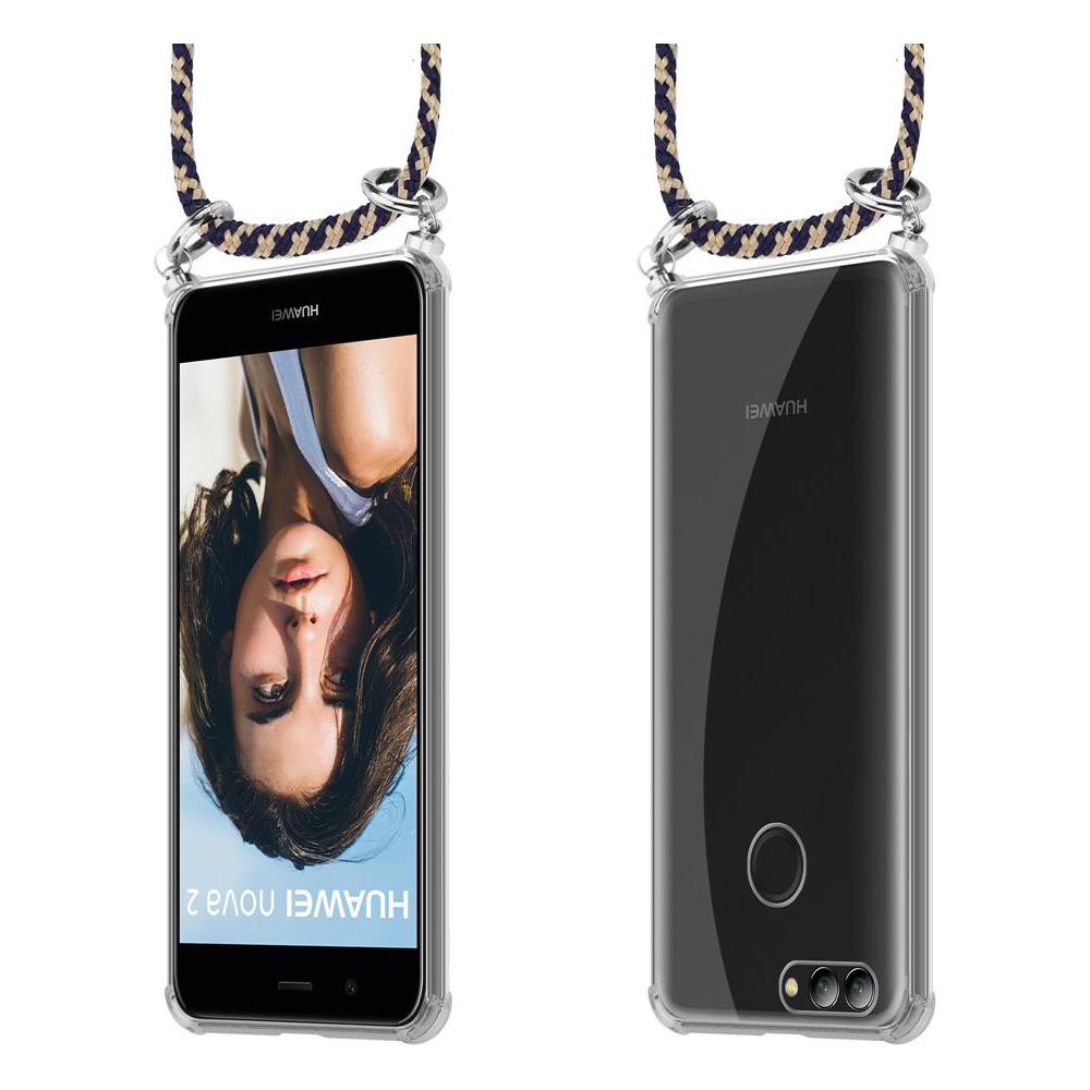 Catena Di Telefoni Cellulari Compatibile Con Huawei Nova 2 In Blu Scuro Giallo - Coperchio Protettivo In Silicone Con Anelli D'argento, Cinturino In Corda E Custodia Staccabile - Foto 8
