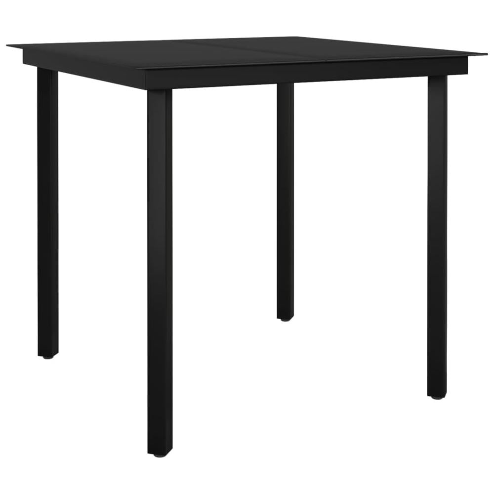 Tavolo Da Giardino Nero 80x80x74 Cm In Acciaio E Vetro - Foto 1