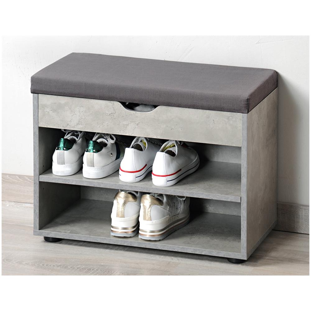 Scarpiera Con Sedile E Appunti, Cemento Imitazione, - Foto 1