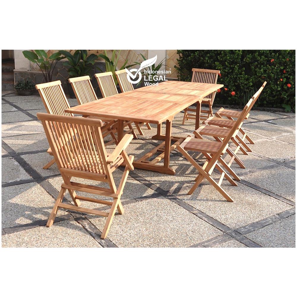 Set Di Mobili Da Giardino In Teak Massiccio Per 10-12 Persone - Tavolo Rettangolare + 8 Sedie + 2 Poltrone Kajang - Foto 1