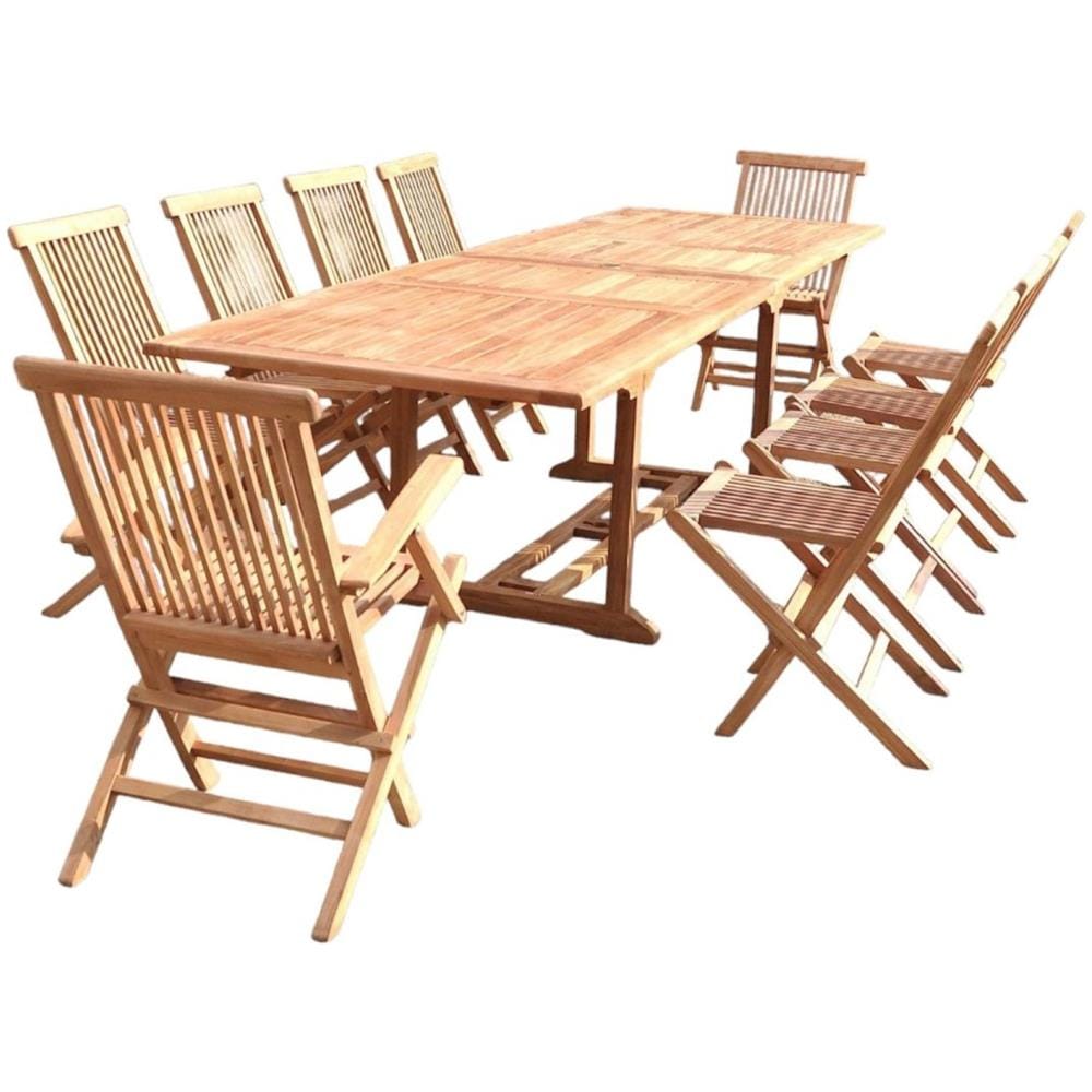 Set Di Mobili Da Giardino In Teak Massiccio Per 10-12 Persone - Tavolo Rettangolare + 8 Sedie + 2 Poltrone Kajang - Foto 8