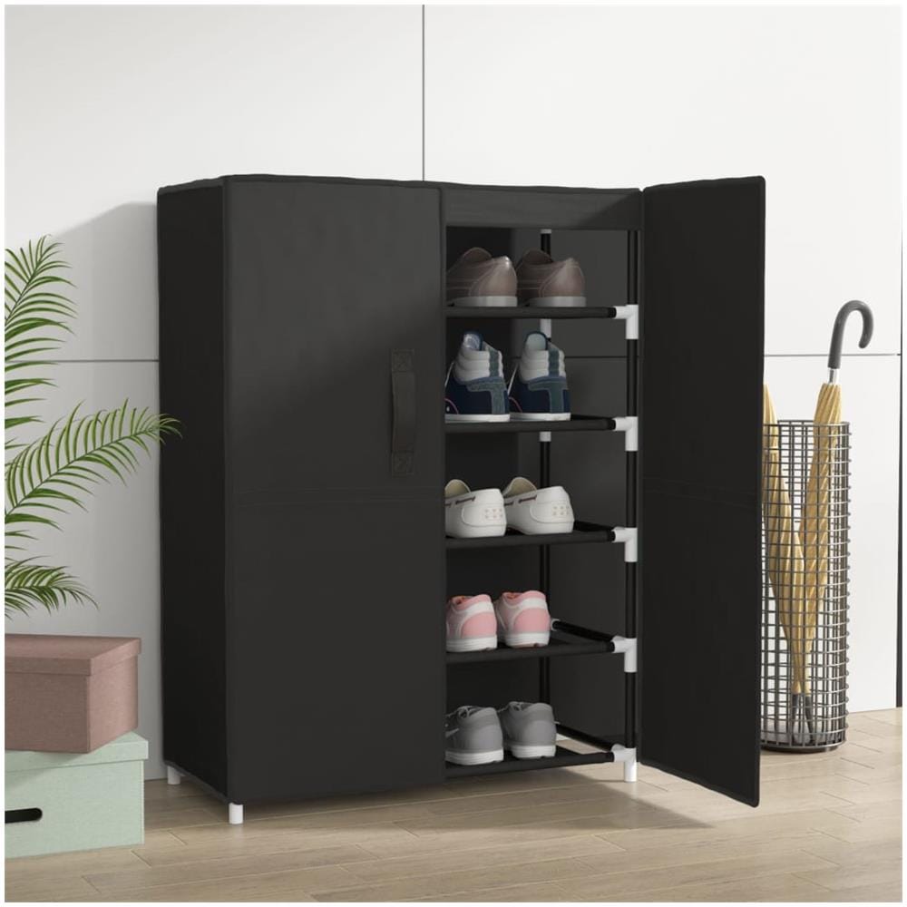 Scarpiera Nera 60x28x90 Cm Tessuto - Foto 1