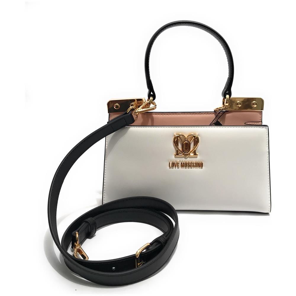 Borsa Donna Love A Mano / Tracolla Bianco / Nero / Nude Bs23mo94 Jc4307 Media - Foto 1