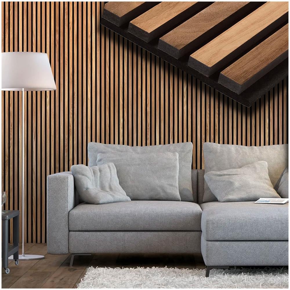 Pannello Acustico Feltro E Fibra Di Legno Lamelli Millerighe Rovere Antico 120x34x1,5 - Foto 1