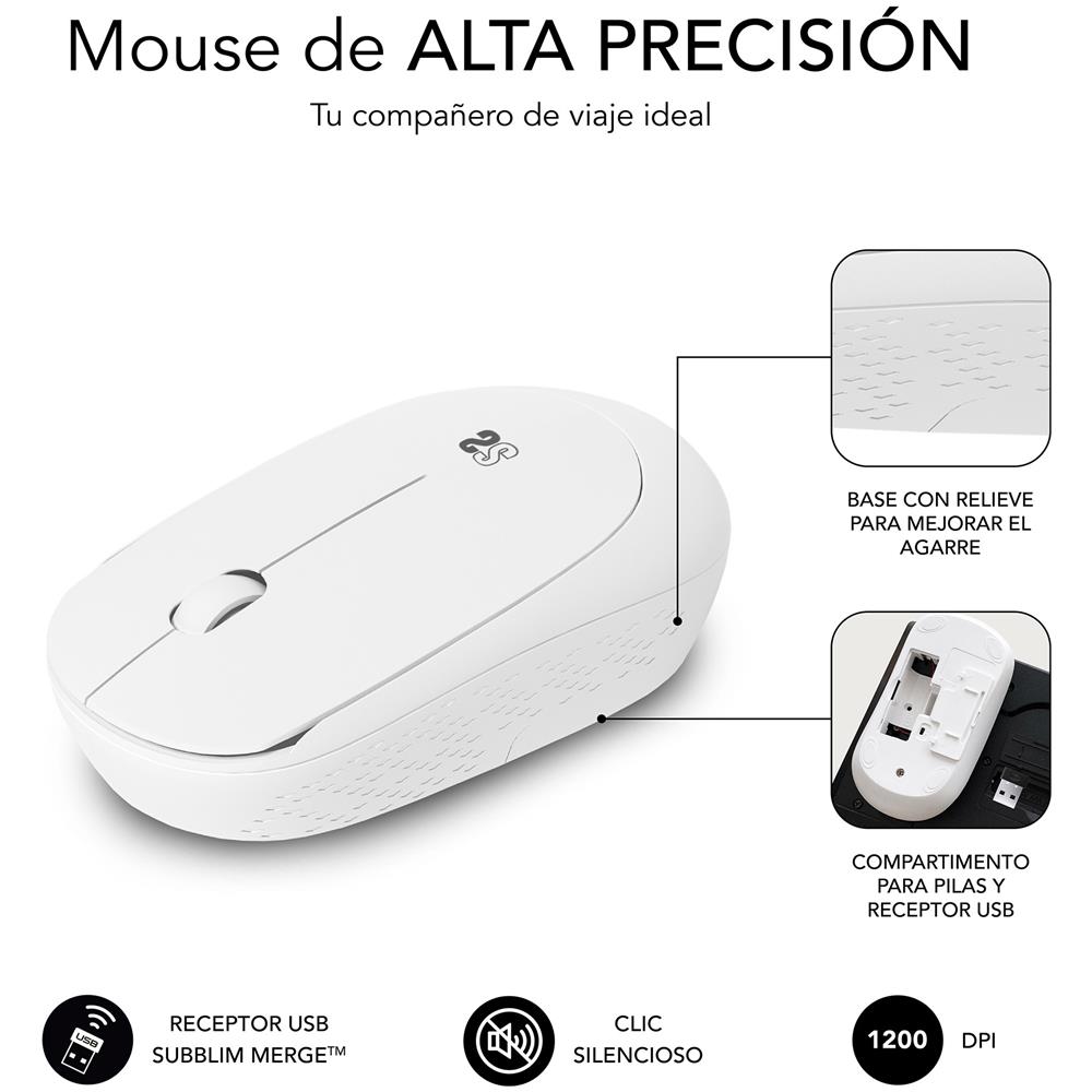 Mouse SUBMO-B2SW011 3 Tasti Wireless Ottico 1200 DPI Colore Bianco - Foto 4