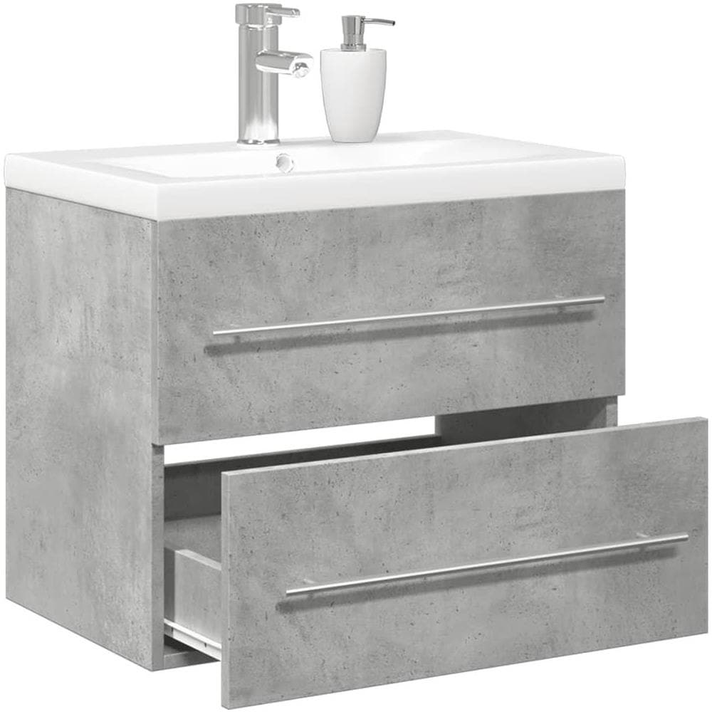 Set Mobili da Bagno 2 pz Grigio Cemento in Legno Multistrato - Foto 2