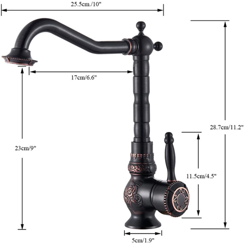 Rubinetto per lavabo da bagno, Blackswan, tipo M37.1, modello nero anticato, misura 28,7 cm - Foto 4
