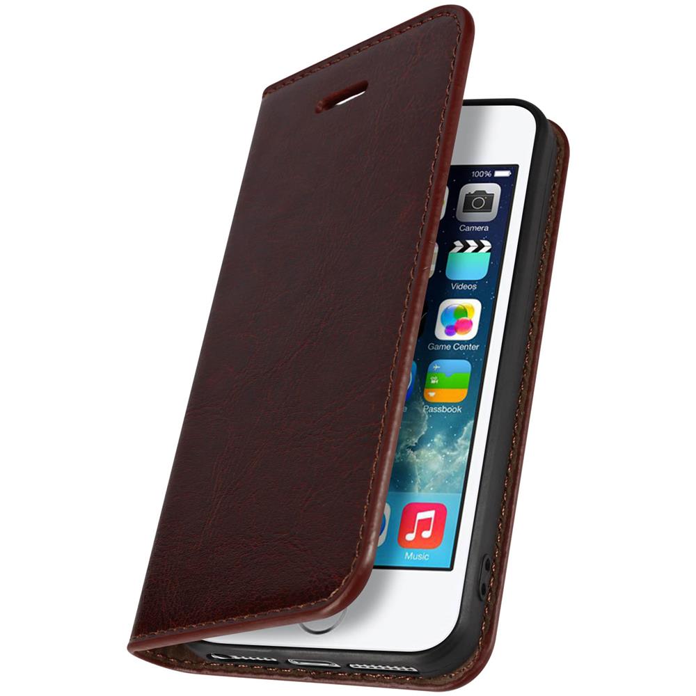 Custodia A Libro In Vera Pelle Serie First Class Apple Iphone 5 E 5s - Marrone - Foto 15