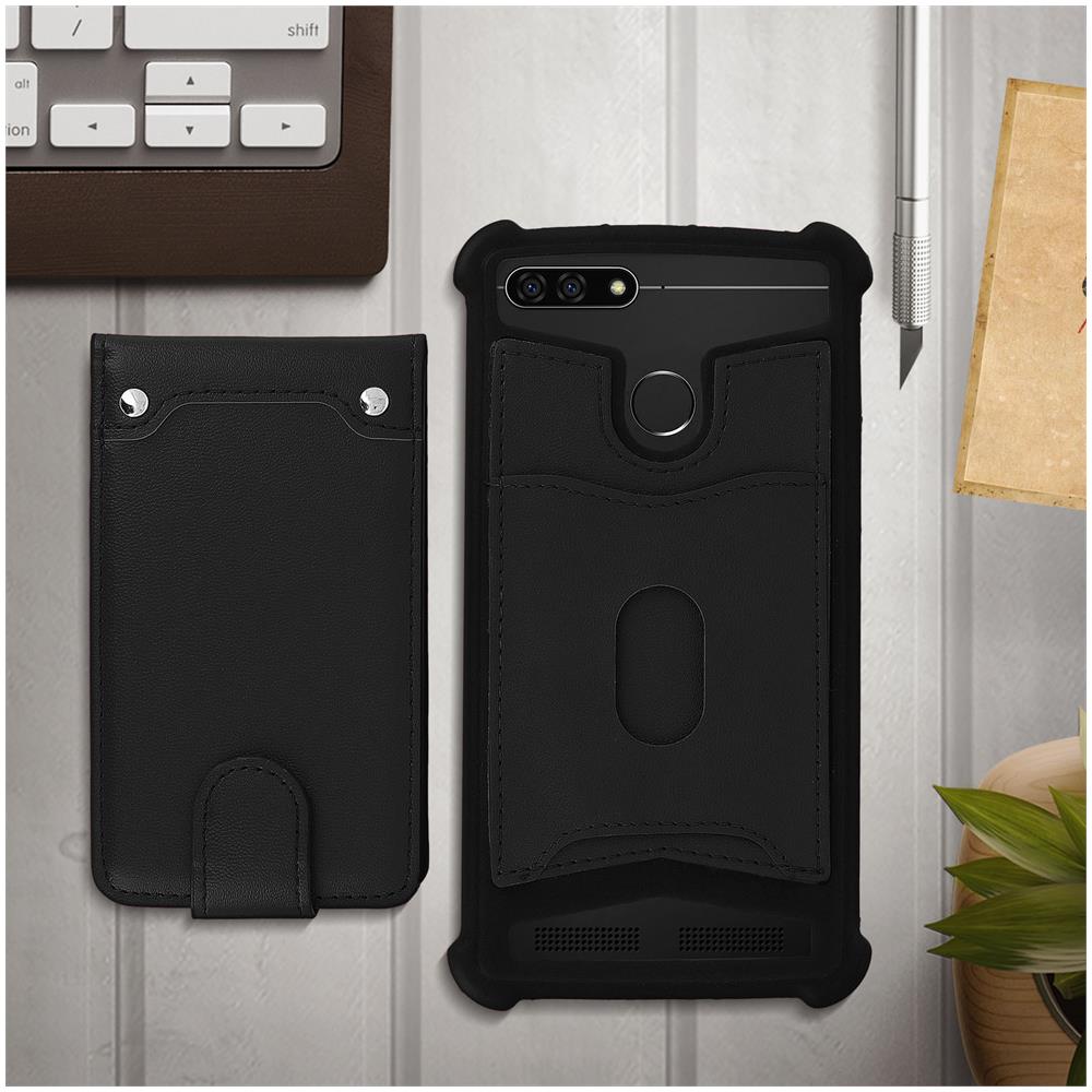 Cover Smartphone 5,3"" A 5,5"" Cover Universale Silicone Porta-carte - Nero - Foto 5