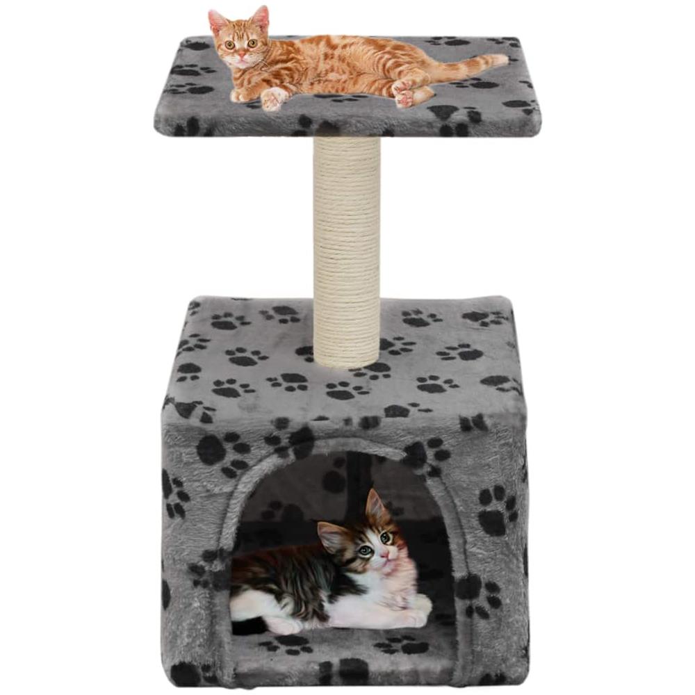 Albero Per Gatti E Tiragraffi Sisal 55 Cm Zampe Stampate Grigio - Foto 1